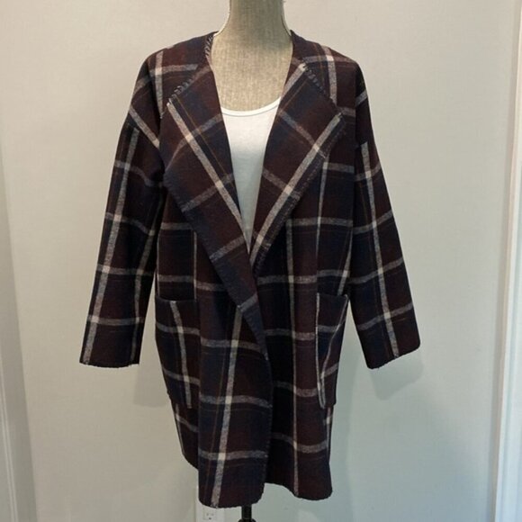 Storm & Marie Wool Plaid Coat Oversized - Picture 2 of 15